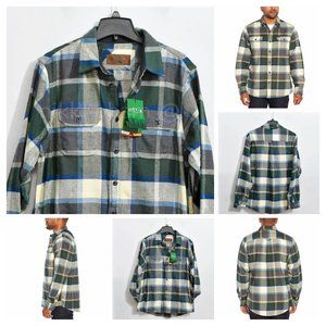 NWT  ORVIS Heavy Weight Flannel Men's  Hand Pockets Long Sleeve in Green